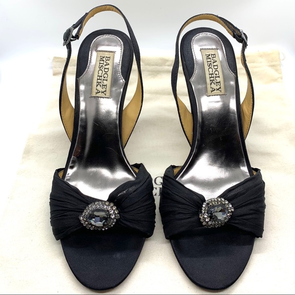 Black Satin Ankle Strap Sexy Heels Size 7.5 - Picture 2 of 7